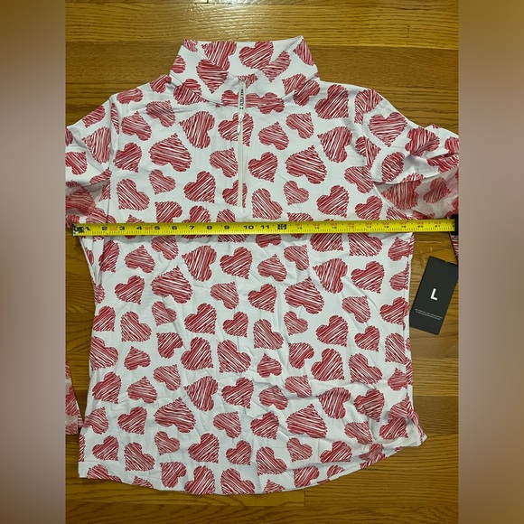 NEW IBKUL Scribble Hearts Print Long Sleeve Top - Red & White - Size Large RARE - Picture 11 of 12